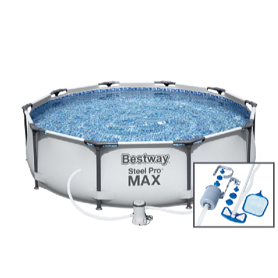 Bazén Steel Pro Max 3,05 x 0,76 m s kartušovou filtrací a bazénovým vysavačem Deluxe