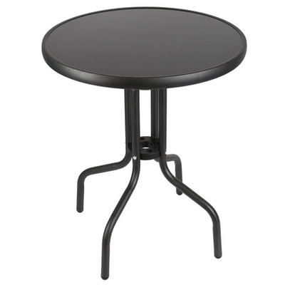 Balkonový stolek kovový se skleněnou deskou průměr 60 cm