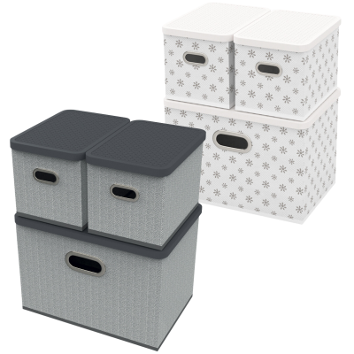 HomeLife HomeLife Úložný box s víkem sada 3 ks