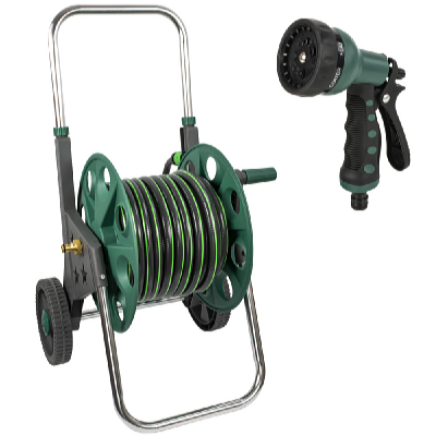 Garden King Pojízdný vozík Profi na hadici 1/2" 60m HL069-9C + zahradní hadice SUPERTECH 1/2" 25 m + zavlažovací pistole 7 funkcí
