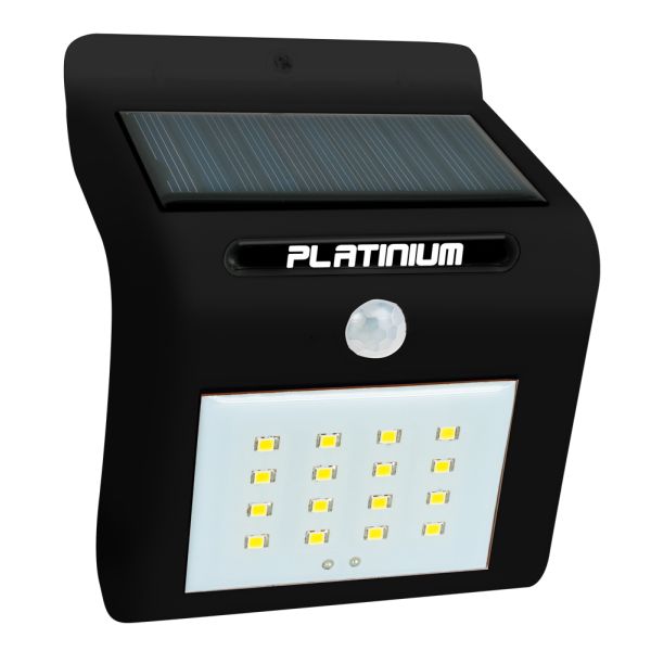Platinium Nástěnné solární LED světlo s detektorem pohybu černá